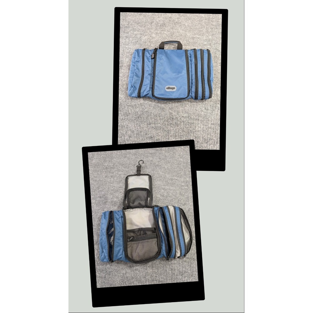 eBags Pack It Flat Toiletry Cosmetic Bag Kit Hanging Travel Blue Travel Vacation
